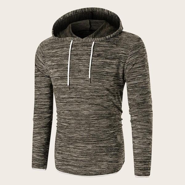 

Men Drawstring Space Dye Hooded Sweatshirt, Grey