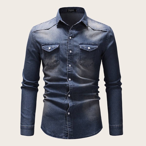 

Men Dual Pocket Washed Denim Shirt