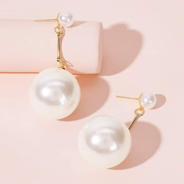 

Faux Pearl & Bar Drop Earrings 1pair