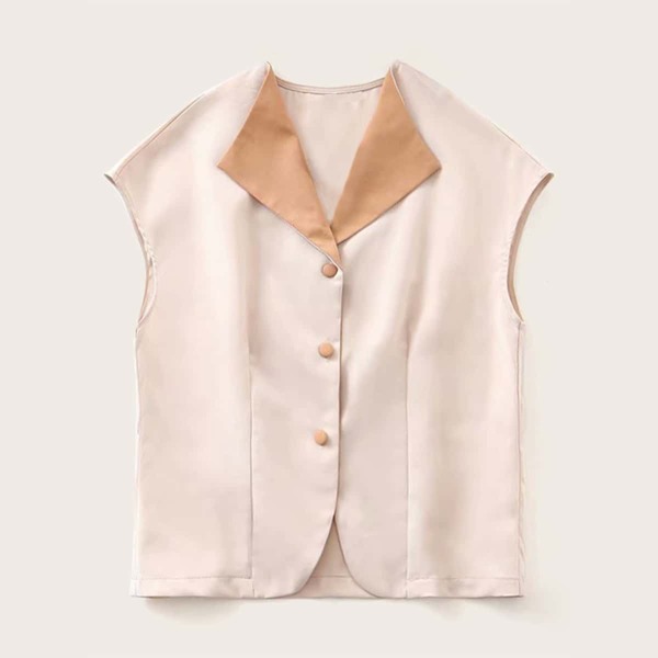 

Covered Button Sleeveless Blouse