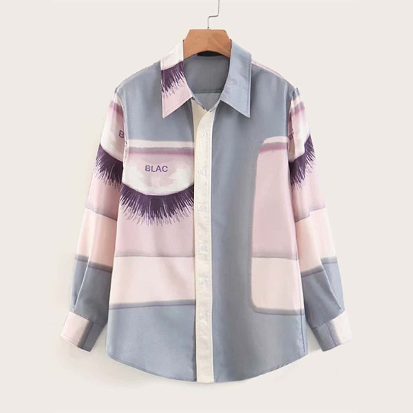 

Cut And Sew Eyelash Print Blouse
