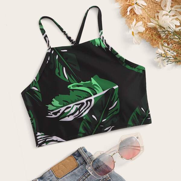 

Tropical Lace Up Back Bikini Top