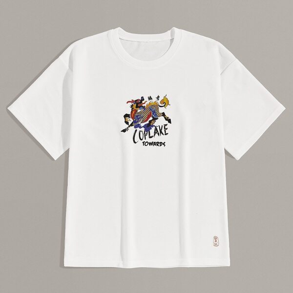 

Men Letter And Cartoon Print Tee