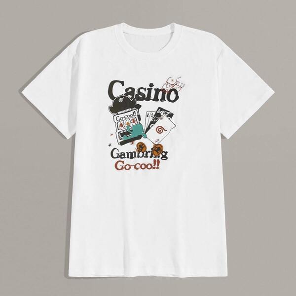 

Men Letter And Cartoon Print Tee