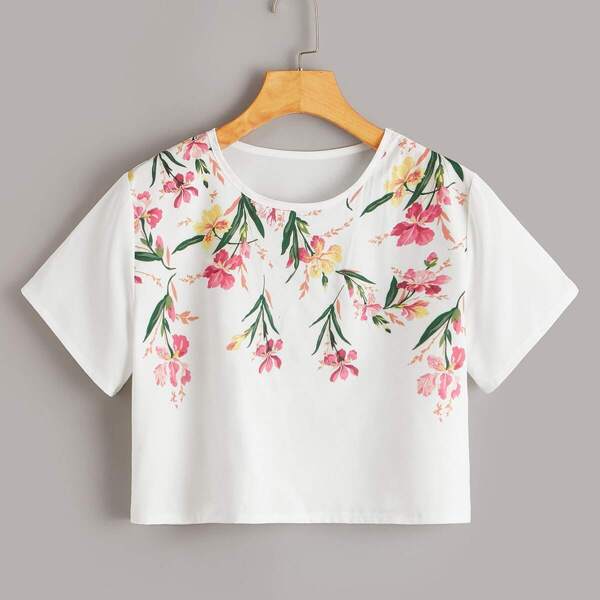 

Floral Print Short Sleeve Blouse