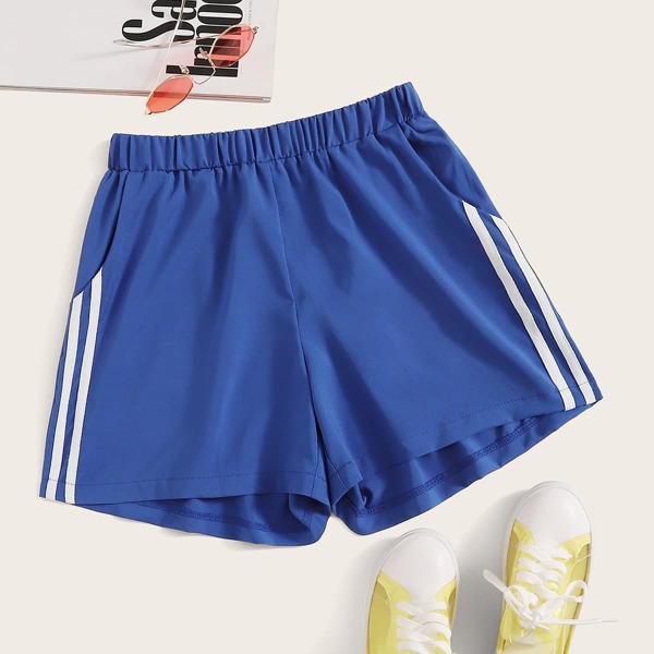 

Side Striped Tape Elastic Waist Track Shorts