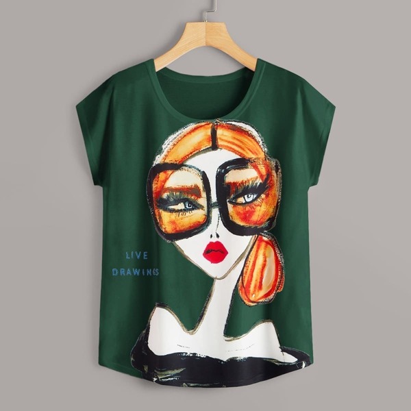 

Figure And Letter Print Tee