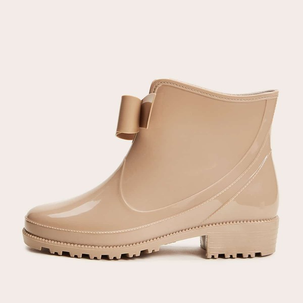 

Bow Decor Lug Sole Rain Boots, Beige