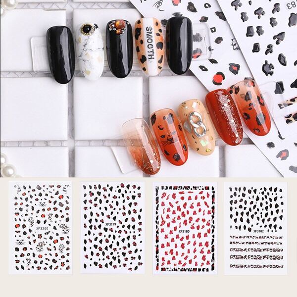 

3D Leopard Pattern Nail Sticker 4sheets