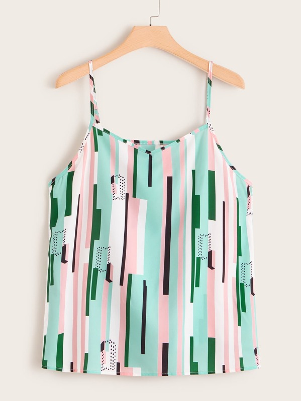 

Plus Stripe Print Multicolor Cami Top