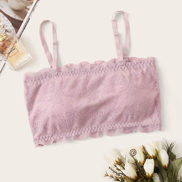 

Floral Lace Detachable Strap Bandeau Bra