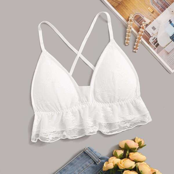 

Floral Lace Crisscross Back Bralette