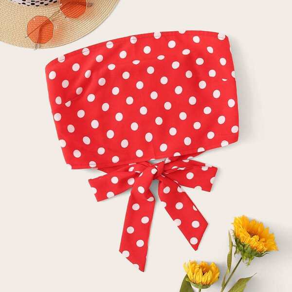 

Polka Dot Knot Back Tube Top
