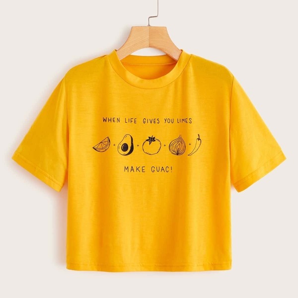 

Fruits & Letter Print Tee