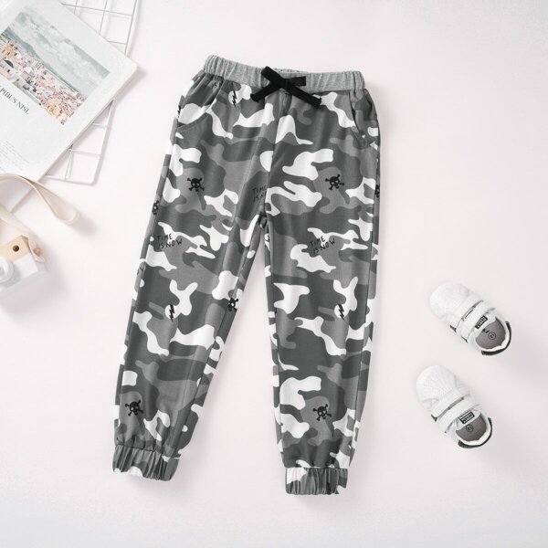 

Toddler Boy Letter & Halloween Print Drawstring Pants