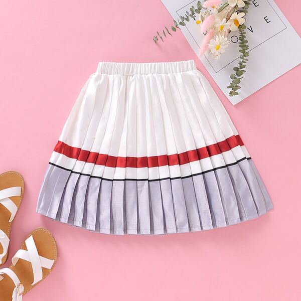 

Toddler Girls Colorblock Pleated Skirt