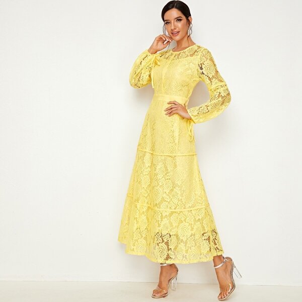 

Tie Detail Sleeve Lace Dress