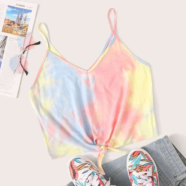 

Knot Front Tie Die Cami Top