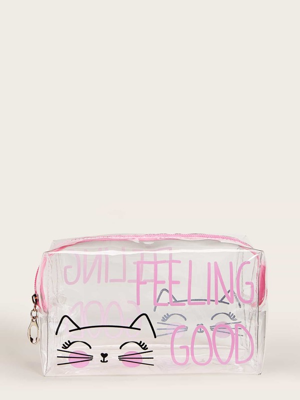 

Cartoon Pattern Transparent Makeup Bag, Multicolor
