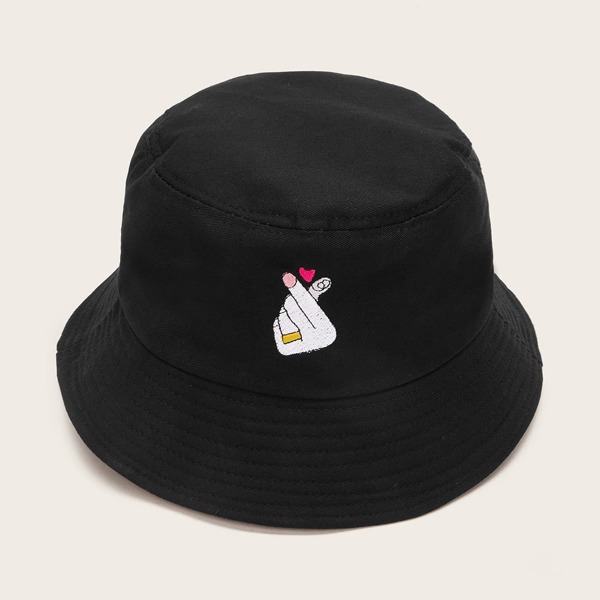 

Gesture Embroidery Bucket Hat, Black