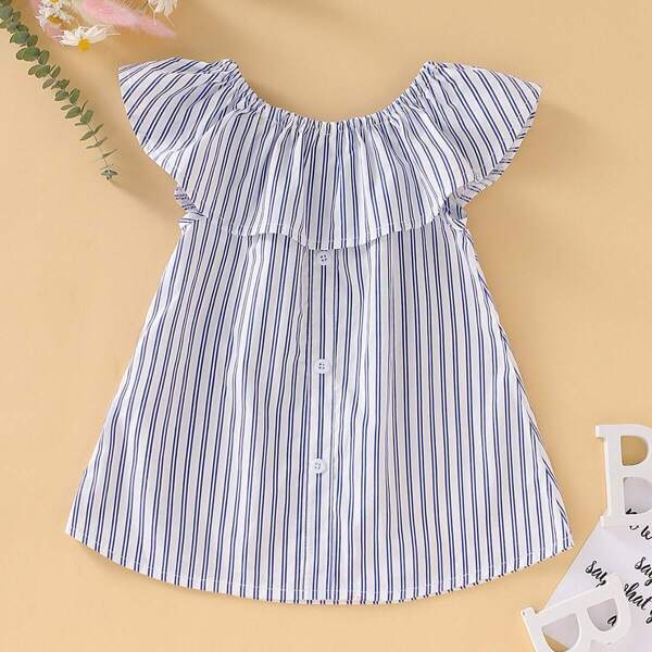

Baby Girl Stripe Ruffle Trim A-line Dress