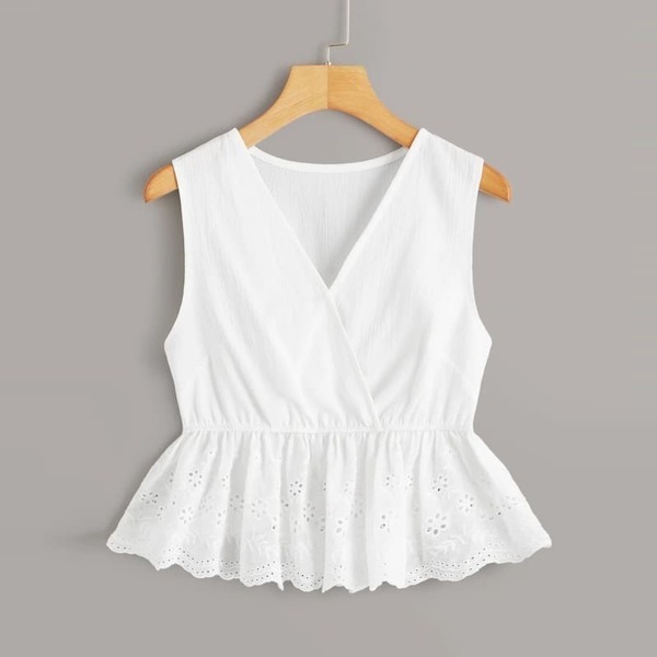 

Plus Eyelet Embroidery Peplum Top