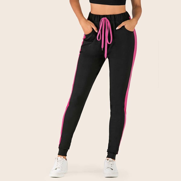 

Contrast Side Drawstring Waist Skinny Sweatpants