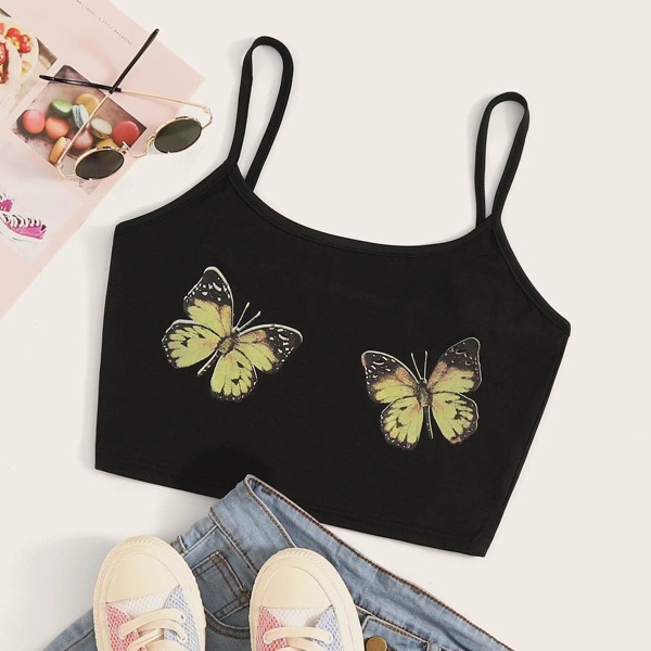 

Butterfly Print Crop Cami Top