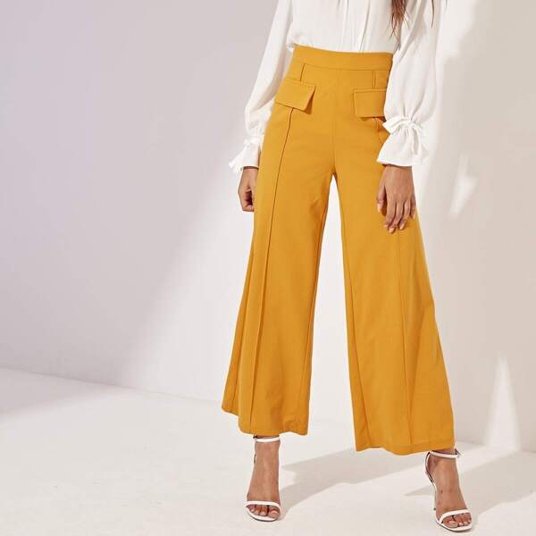 

Flap Detail Seam Front Palazzo Pants