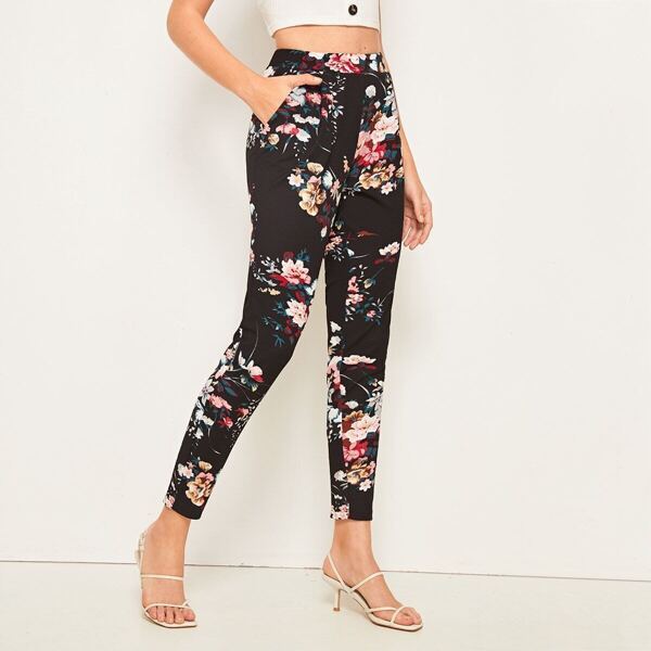 

Slant Pocket Floral Print Pants