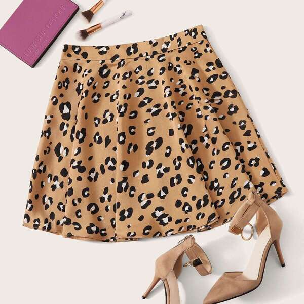 

Leopard Print Skater Skirt
