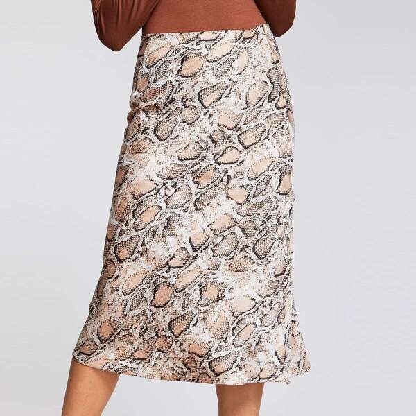 

Snakeskin Print Zip Side Skirt, Multicolor
