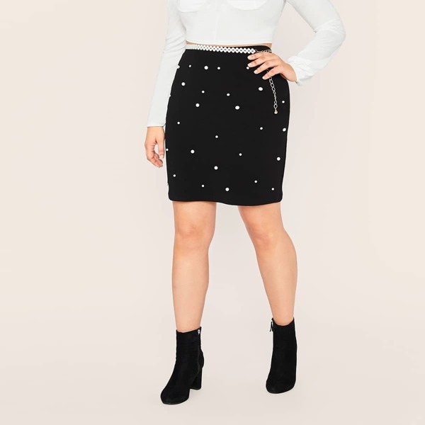 

Plus Pearl Beaded Skirt Without Chain