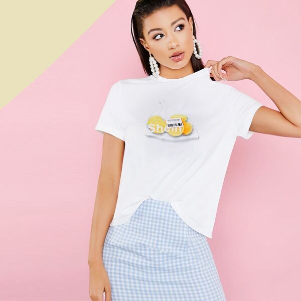

Fruit & Letter Print Tee, White