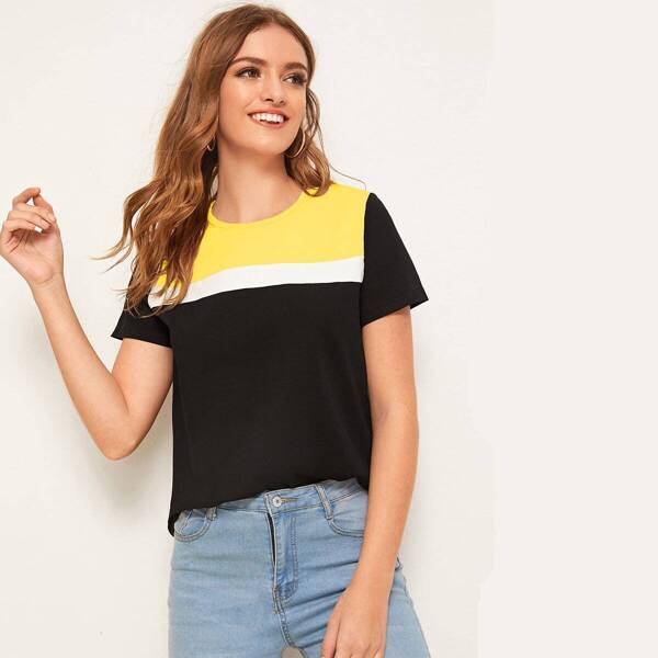 

Cut-and-Sew Short Sleeve Top