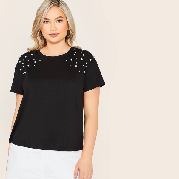 

Plus Pearl Beading Short Sleeve Tee