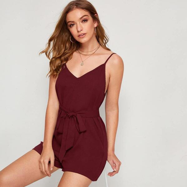 

Low Back Belted Cami Romper
