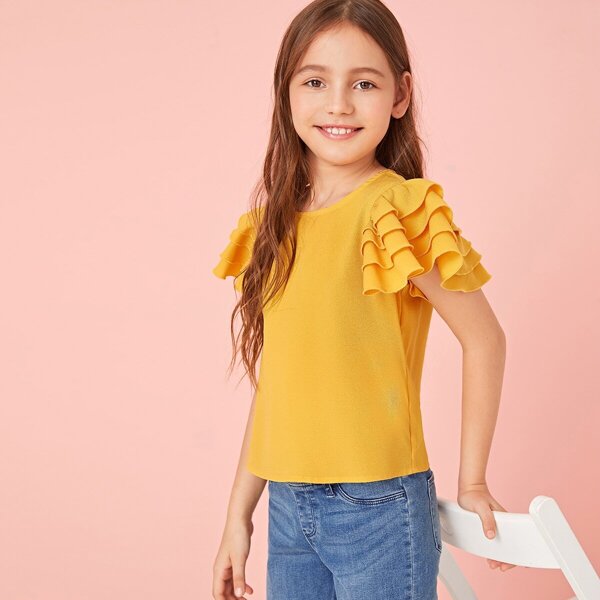 

Girls Layered Flutter Sleeve Top