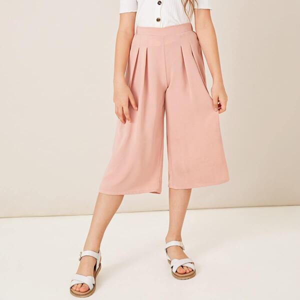 

Girls High Waist Pleated Front Wide Leg Pants