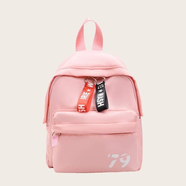 

Girls Letter Ribbon Pocket Front Backpack