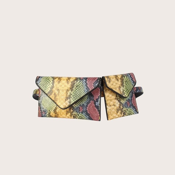 

Snakeskin Print Bum Bag 2pcs, Multicolor