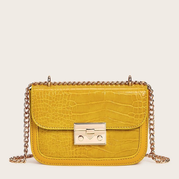

Croc Embossed Flap Chain Bag