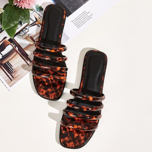 

Tortoiseshell Strappy Open Toe Sliders