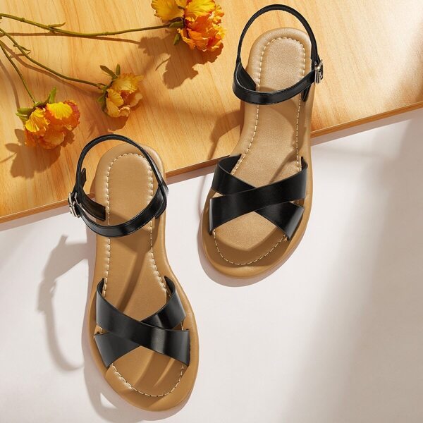 

Cross Strap Buckle Decor Flat Sandals