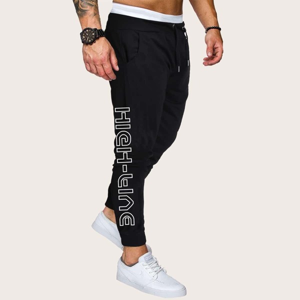 

Men Letter Print Drawstring Waist Sweatpants