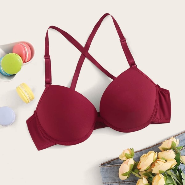

Crisscross Back Bra, Burgundy