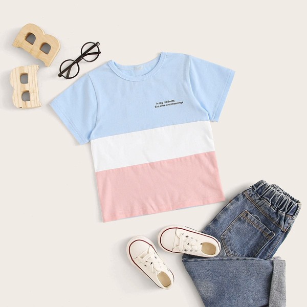 

Toddler Boys Letter Print Color-block Tee
