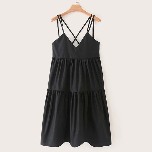 

Ruffle Hem Criss Cross Cami Dress