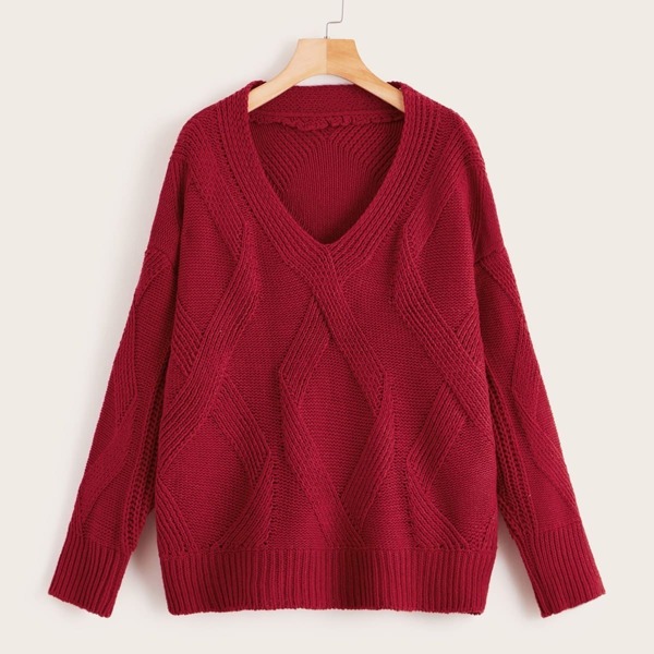 

Drop Shoulder V-neck Sweater