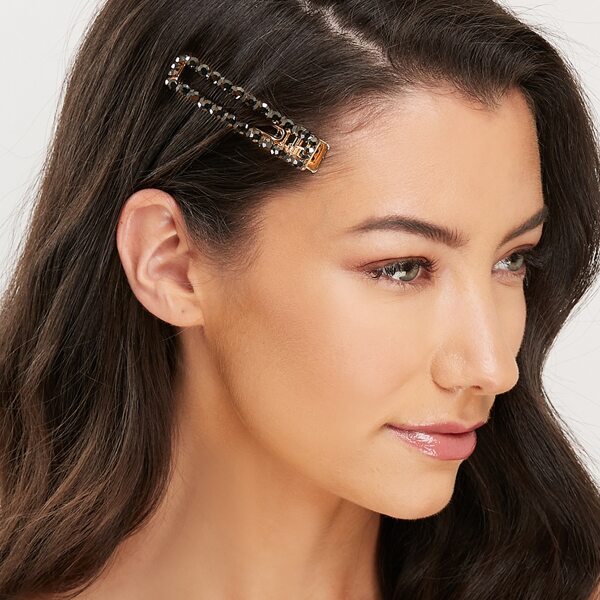 

Rectangle Multicolored Crystal Encrusted Hair Clip, Multicolor